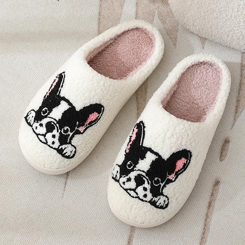 New Autumn and Winter Male and Female Couples Cute Cartoon Dog Cotton Slippers Home Indoor Non-slip Cotton Slippers Batch