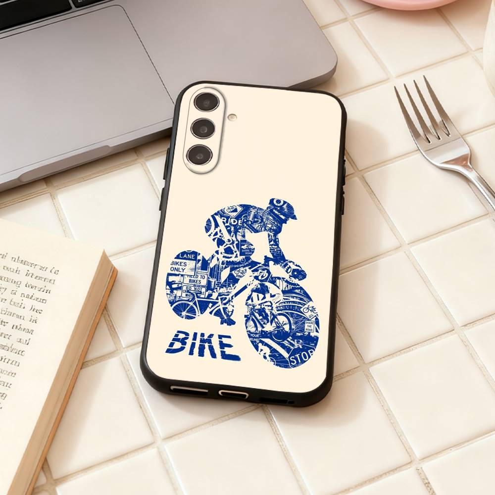 Cycling Bike phone Case For Samsung Galaxy A73,A72,A71,A70,A53,A52,A51,Others Soft Black Shell
