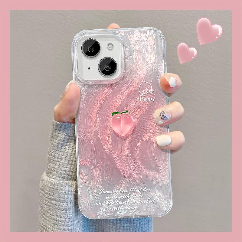 Suitable for Apple 15 Mobile Phone Case Summer Iphone14 Peach Doll Stand 13 Feather Yarn 12/11 Advanced XS/XR
