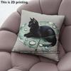 Lotus Leaf Black Cat Print Throw Pillow Covers Pattern Cushion Cover Suitable For Sofa Bedroom Car Pillow Cover