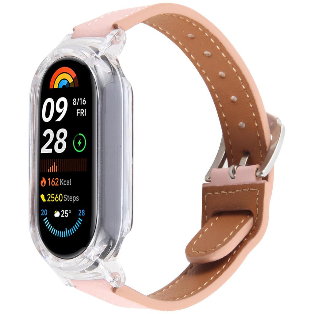 Для Xiaomi Smart Band 8 Чехол для часов из ПК со встроенным ремешком из ультраволокнистой кожи с функцией быстрого снятия