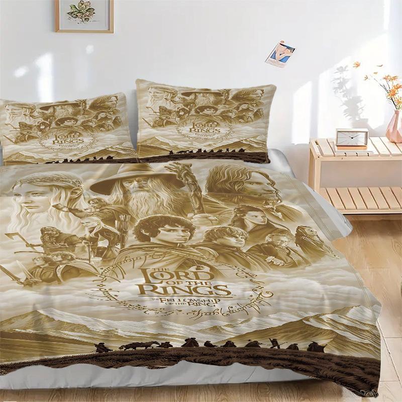 3 шт. Комплект постельного белья «Властелин колец», Мягкое и удобное пододеяльник, Для спальни, Гостевой комнаты (1*Пододеяльник + 2*Наволочки, Без