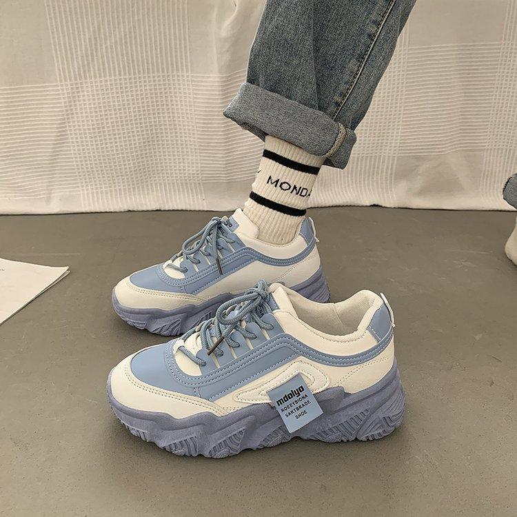Dad shoes girl 2025 autumn new rubber soft sole color matching wave sole light casual sports shoes children mixed batch