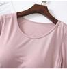 Женский топ из модала с короткими рукавами, утепленный, облегающий, с круглым вырезом, без бюстгальтера
