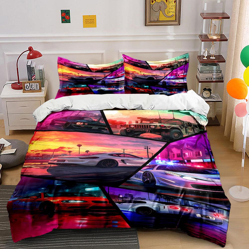 Sports cars and cityscapes. Bedding sets Duvet cover sets Duvet covers Pillowcases(1 * Duvet Cover 2 * Pillowcases without duvet insert)