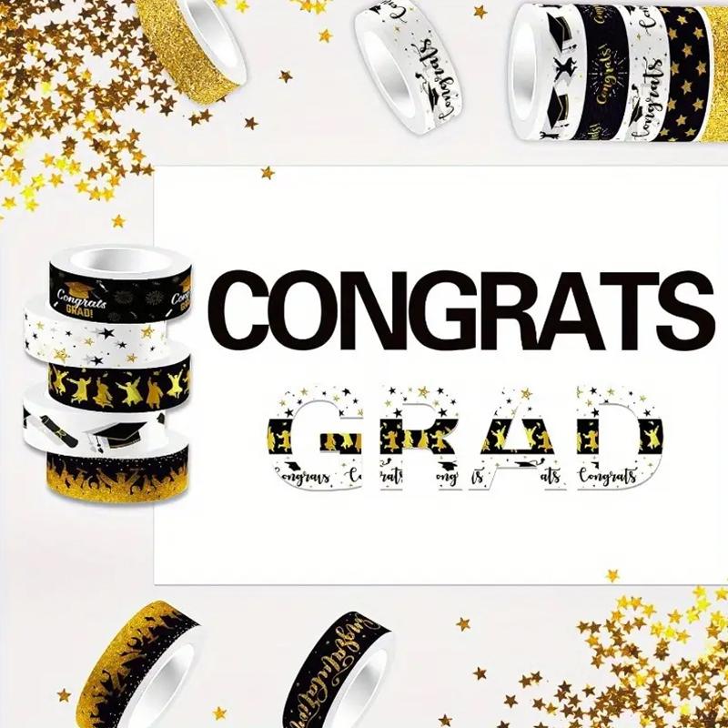 12pcs/set Adhesive Tape School Graduation Party Scrapbook DIY Material Scrapbooking Materials 15mmx5m