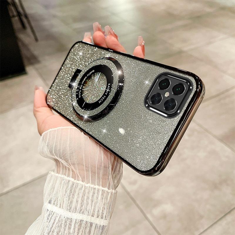 Luxury with Bracket Glitter Case For Honor X9 X9A X8 X8A X8B X7 X7A 200 200Lite 90  70Lite 9X Y9S Y7A Y7 Y9 Case Holder Cover