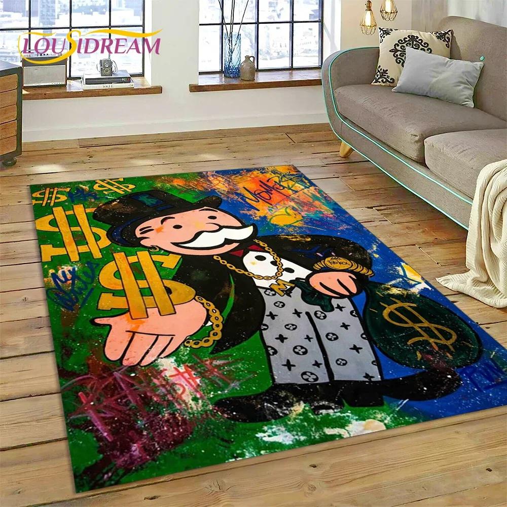 Game Dollar Monopoly Cartoon Money Carpet Rug for Bedroom Living Room Home Sofa Decoration,Children Game Large Decor Floor Mat