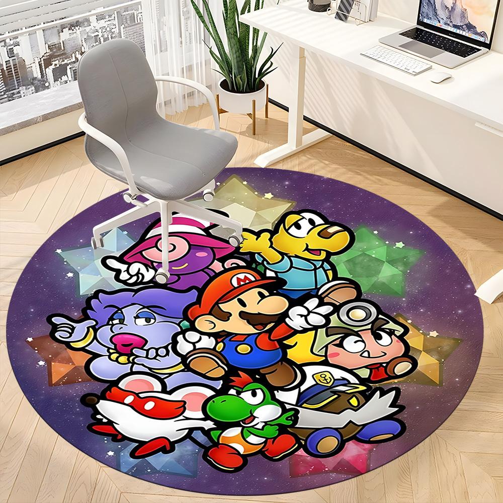 1pc Mario Party Office Round Area Rug, Under Office Chairs Bedroom Living Room Home Decor, Room Decoa1016217