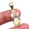 Natural Lemon Quartz 925 Solid Sterling Silver TwoTone Gift Pendant 1.75" S4C37