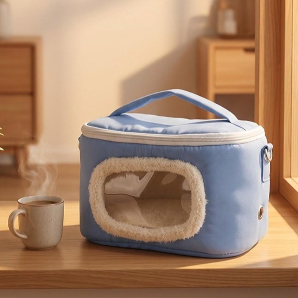 Soft Warm Hamster Carrier Bag Visible Window Small Pet Carrier Rabbit Outing Bag Outdoor Travel
