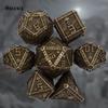 7 шт. бронза, черный череп, металлические кубики, набор твердых металлических многогранных кубиков, подходящий для ролевой игры, настольной игры, карточной игры