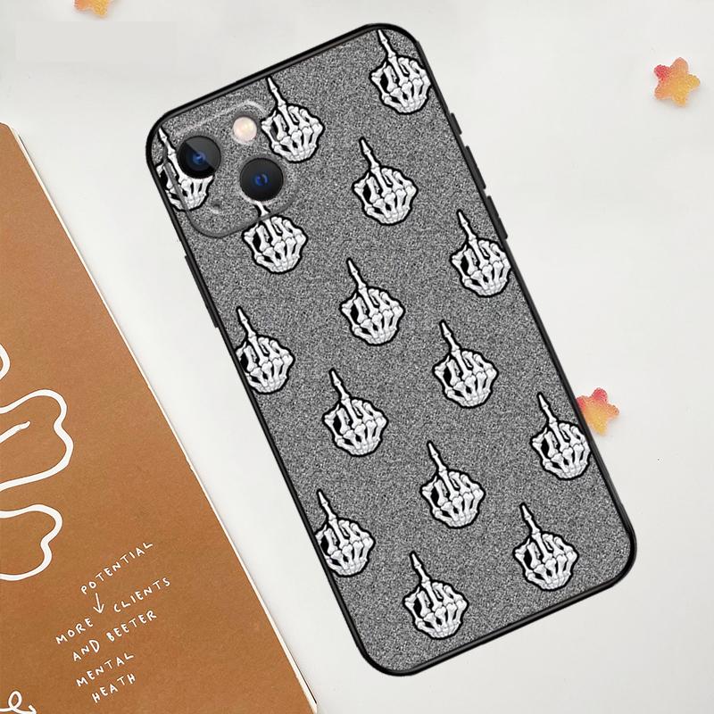 Чехол-скелет с костью среднего пальца для Apple iPhone 16 15 14 12 11 13 Pro Max Mini XR 15 16 Plus 16e Защитная крышка