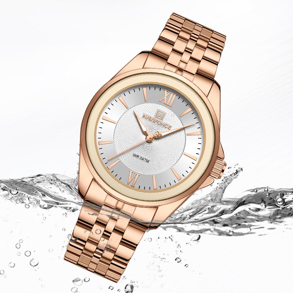 Naviforce Original Women Casual Quartz Watch Waterproof 3ATM Stainless Steel Strap Round Case Simple Lady Fashion Accessories Watch NF5067