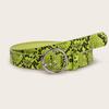 Ремень из искусственной кожи с зеленым змеиным узором и пряжкой-иглой для повседневной носки