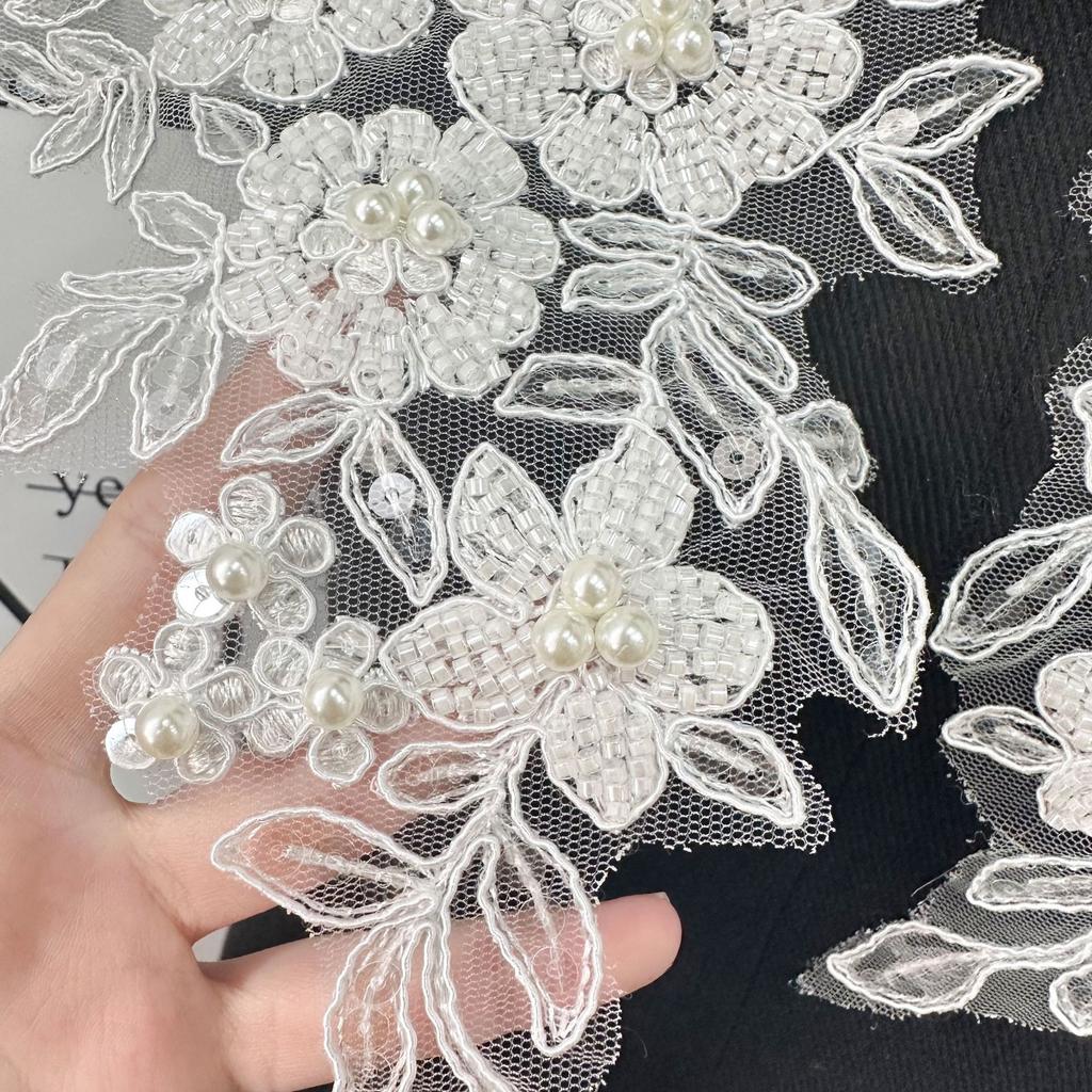 Hot-Selling Beaded Sequins Embroidered Front Neckline Patch Dress Wedding Dress Front Collar Diy Accessories