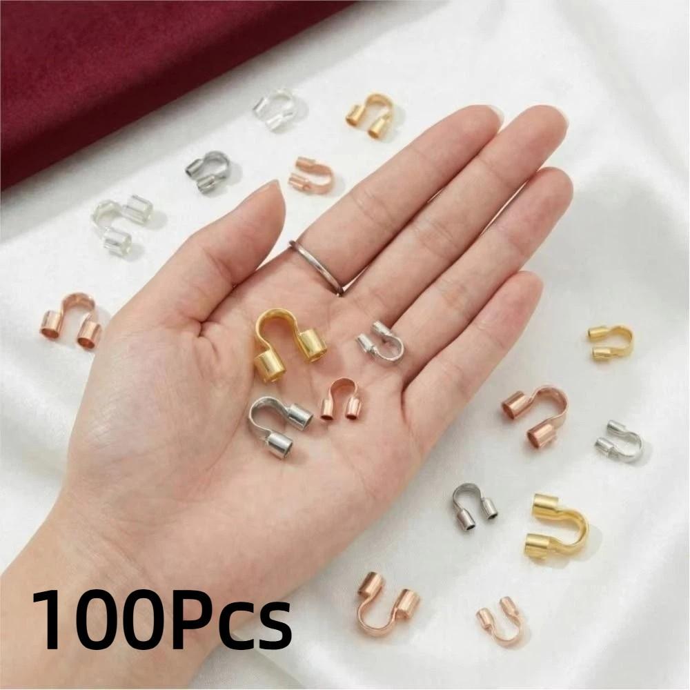 100Pcs Copper Wire Protectors Loops 14/18K Gold Plating U Shape Clasps Thread Protector Jewelry