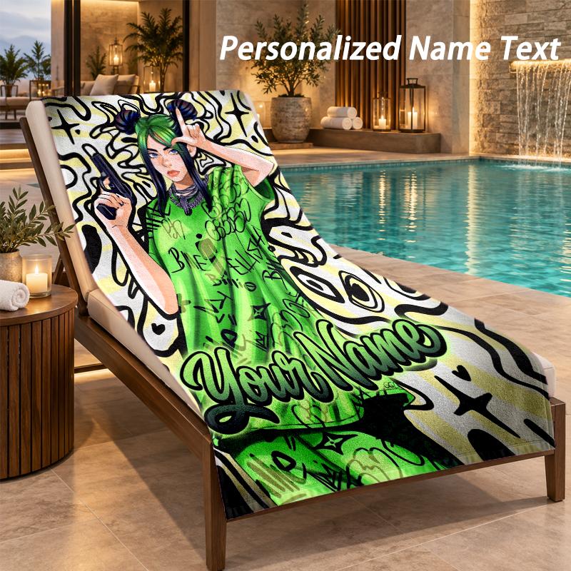 Billie Eilish Custom Name Beach Towel Large Soft Towel for Indoor Bathroom Outdoor Beach