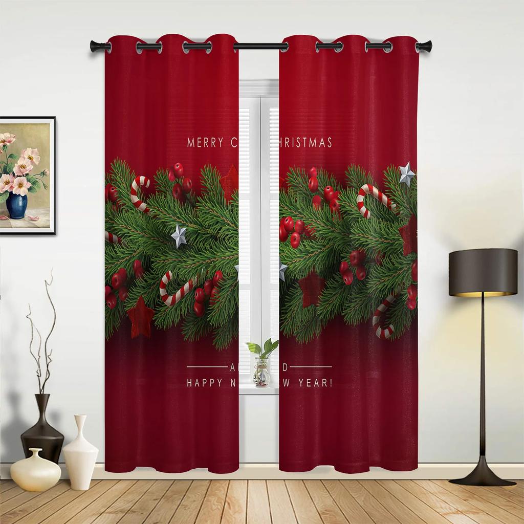 Рождественская комната Рождественская елка камин шторы для спальни гостиная шторы кухня детские окна занавески домашний декор