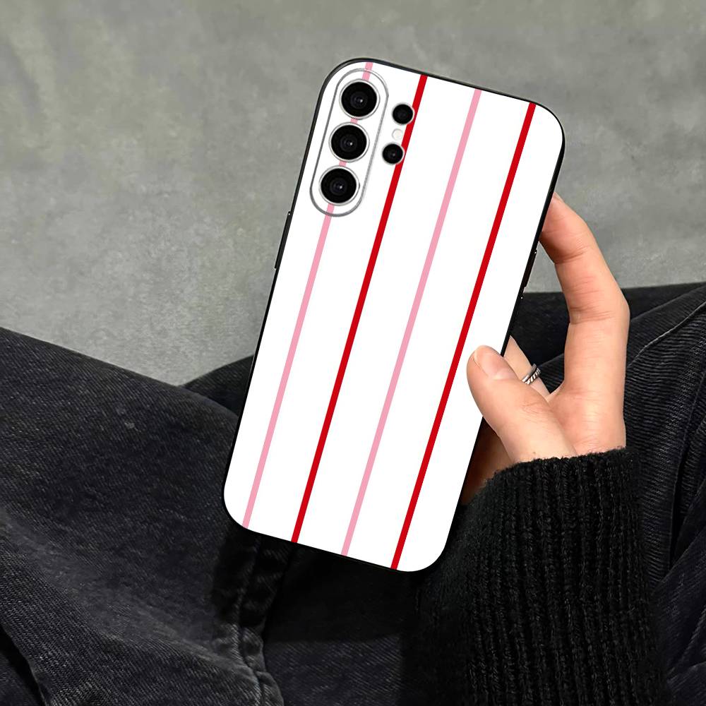 Чехол для телефона с бордово-белой полоской для Samsung S25, S24, S21, S22, S23, S30, Ultra, S20, Plus, Fe, Мягкий силиконовый черный чехол