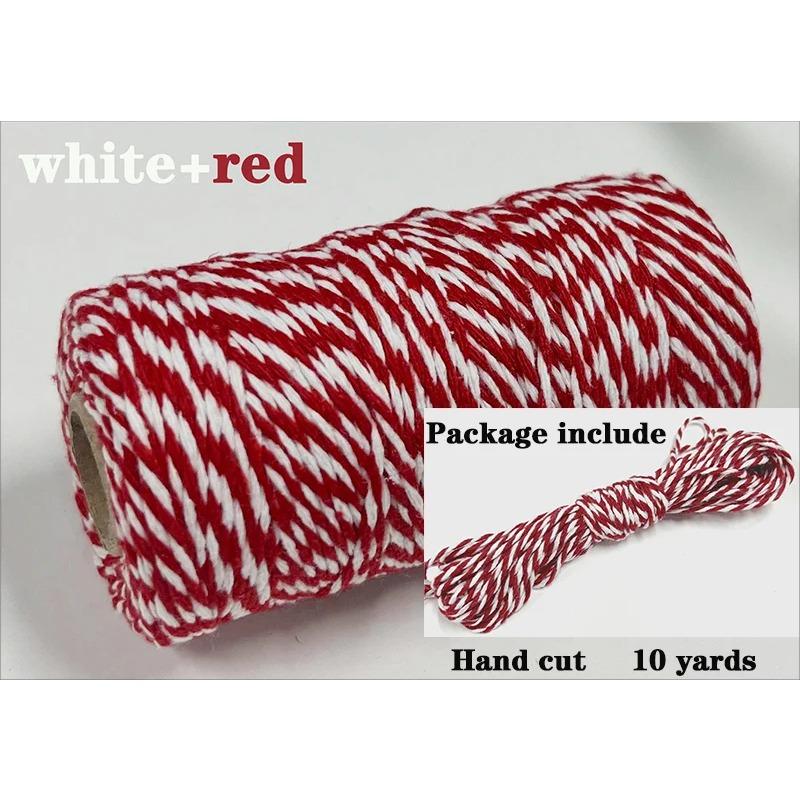 2 мм двухцветная хлопковая веревка 10 ярдов шпагат пекарский хлопковая нить для домашнего декора ручной работы упаковка рождественских подарков