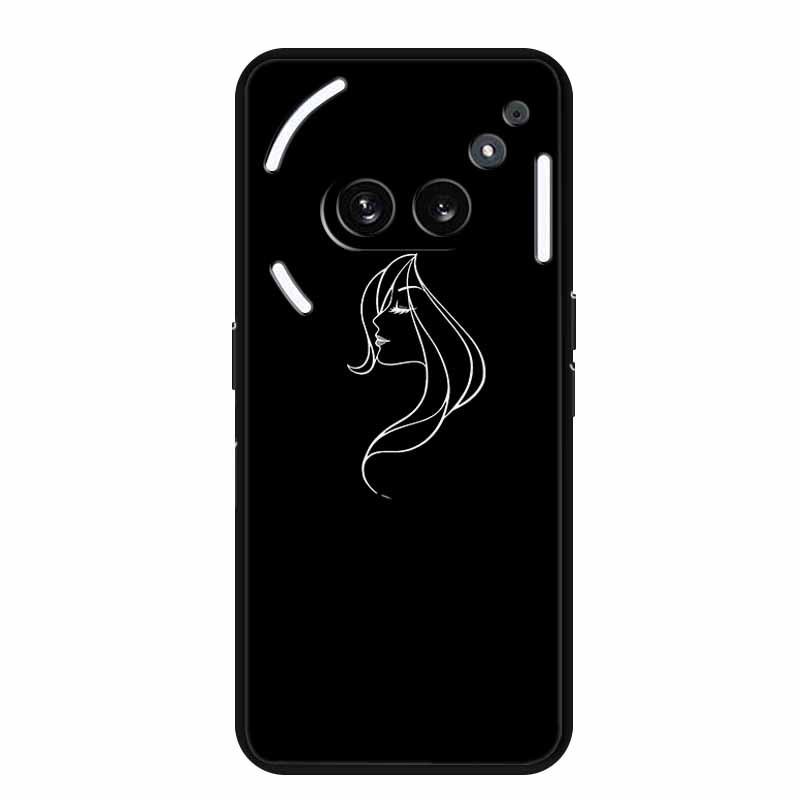 Чехол-бампер Nothing Phone 2A, светящийся в темноте, из мягкого черного ТПУ, с простым дизайном в виде линии