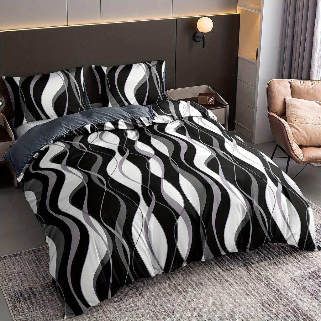 Colorful Line Print Beding Set Soft Comfortable Breathable Soft with Soft Fabric Duvet Cover For Bedrom Guest Rom