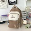 Blocked Color Simple Letter Rabbit Ear Decoration Student Backpack Casual