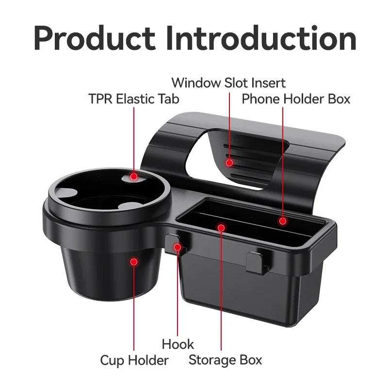 Car Side Door Cup Stand Phone Holder Mount with Hanging Storage Pocket Auto Interior Rack