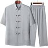 Men's Short-sleeved Tang Suit, Cotton and Linen Summer Thin Two-piece Summer Suit