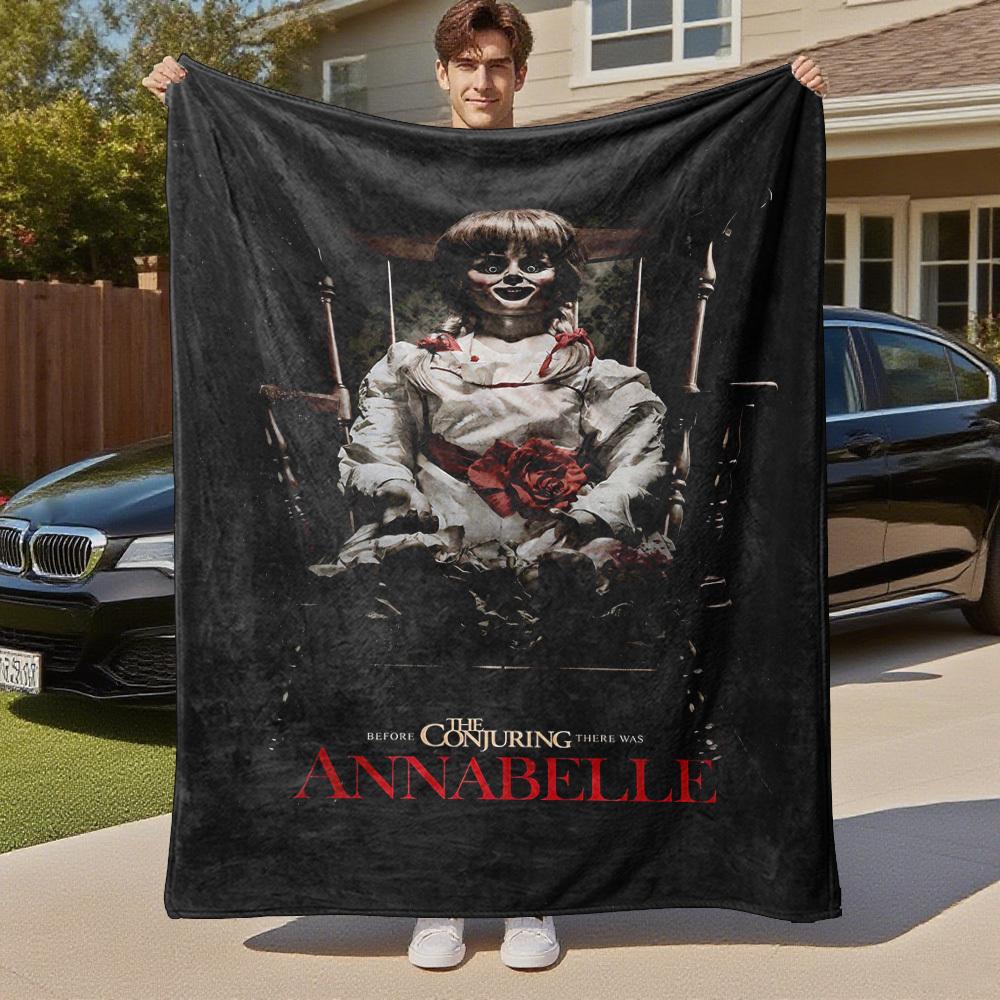 1 шт. ANNABELLE CONJURINGПлед из фланели для улицы, Мягкий плюшевый декор для пикников, кемпинга, Спальни, Игровой комнаты или Обеденного перерыва, Идеальный подарок