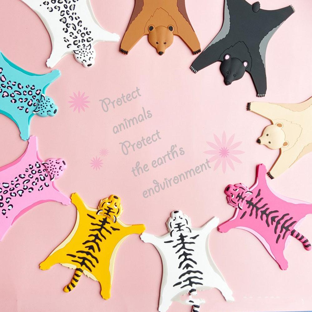 Симпатичная силиконовая подставка под стакан с изоляцией для воды, нескользящая, с изображением животных из мультфильмов, термостойкая, подставка под стакан с напитком, тигр, леопард, подставка под приборы, домашний инструмент