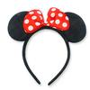 Set of 24 Mickey Minnie Mouse Costume Deluxe Fabric Ear Headband White Polka Dots for Boys Girls Birthday Party Hair Accessories Baby Shower Head Wear