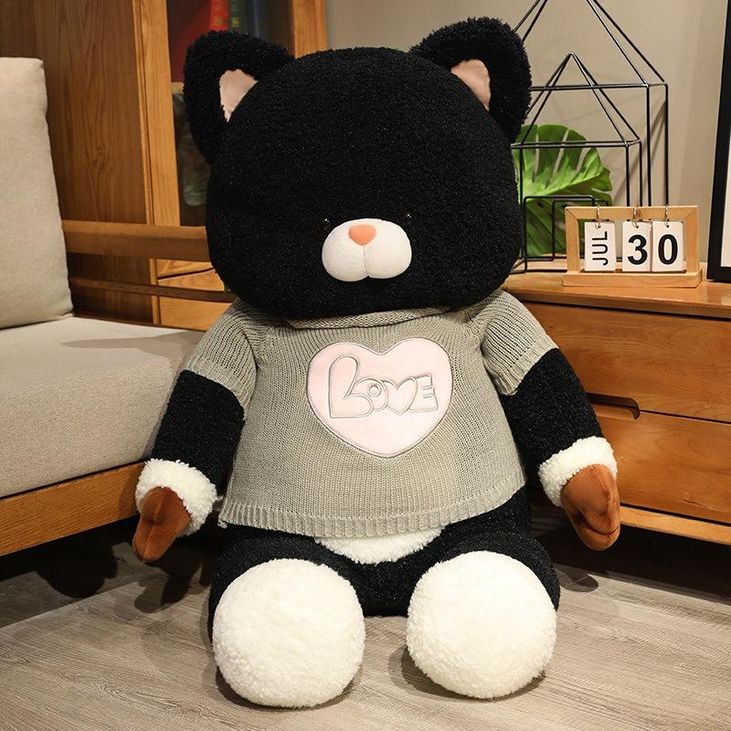 Большая плюшевая игрушка кошка в одежде, кукла кошка, детская успокаивающая тряпичная кукла, подарок на день рождения для девочки