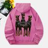 Толстовки с капюшоном для женщин с принтом 3 собак породы доберман-пинчер, хлопковая уличная одежда оверсайз с карманом, теплая женская одежда