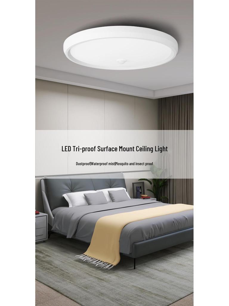 Ультратонкий водонепроницаемый светодиодный потолочный светильник для ванной комнаты, балкона, спальни и коридора.