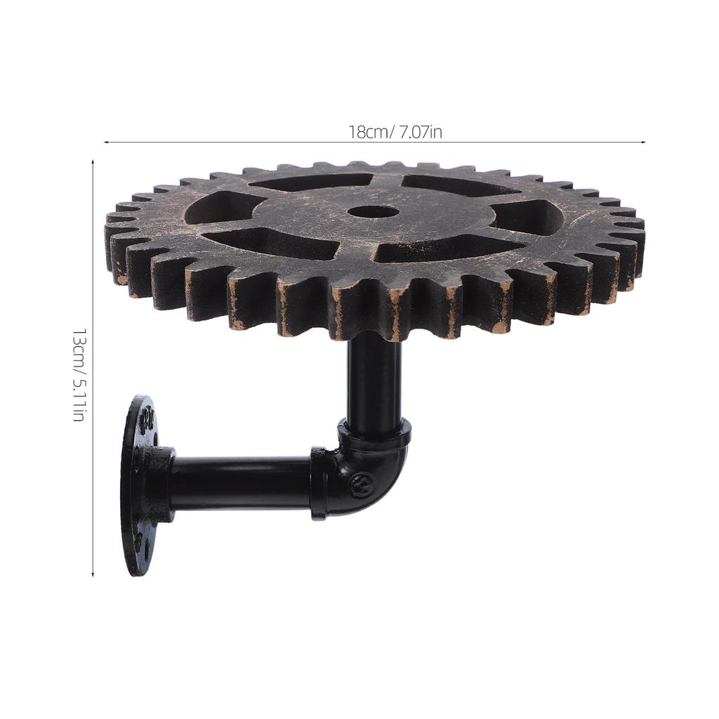 Vintage Industrial Pipe Wall Shelf Steampunk Gear Design Iron Pipe Storage Organizer Rack Rustic Floating Shelves for Living