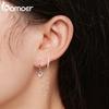 BAMOER 925 Sterling Silver One Piece Heart Moonstone Double Circles Ear Buckle Long Tassel Hoop Earrings for Women Birthday Gift