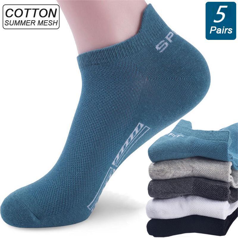 5 Pairs Men's Cotton Mesh Socks Low Top Invisible Ankle Socks Comfortable Breathable Sports Leisure Socks Home Travel Outdoor