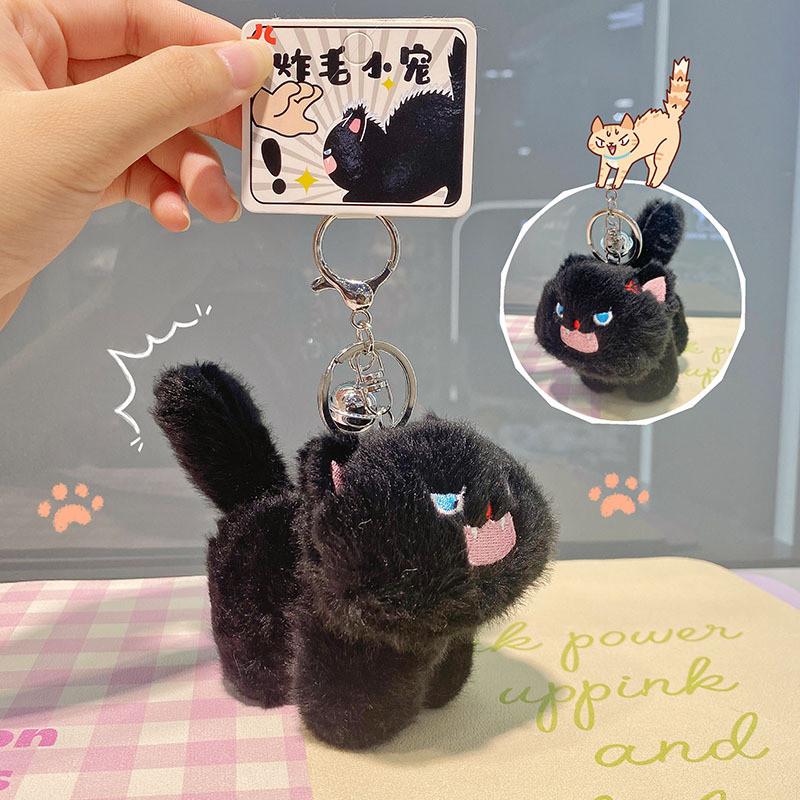 Angry Jinnew Creative Toothed Cat With Magnetic Attraction Keychain Earphone Bag