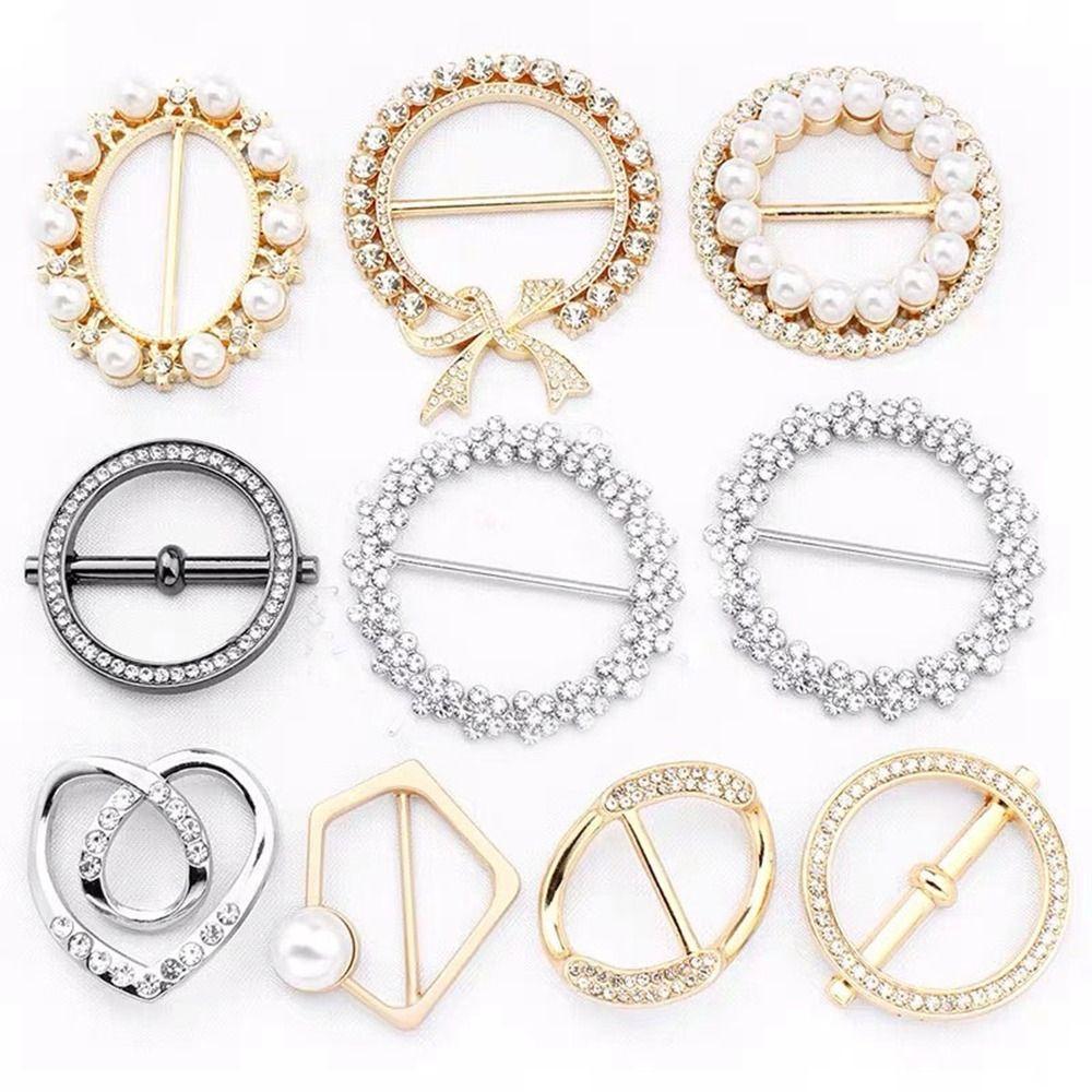 Шарф с жемчужной пряжкой и металлической завязанной пуговицей, новый шарф с завязанной пряжкой и кольцом