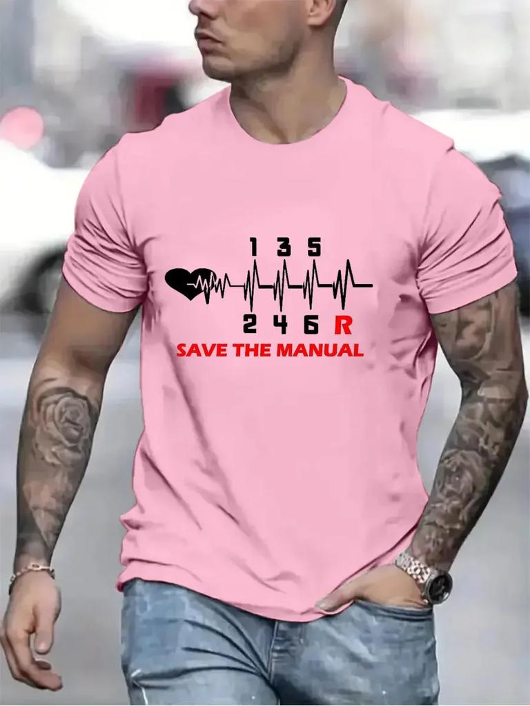 Винтажные футболки для мужчин Save The Stick Manual Transmission Three Print Top Oversize Tee Hip Hop T-Shirts Men Clothing Camiseta
