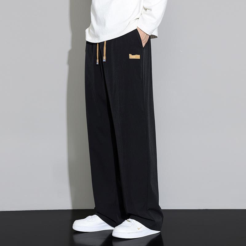 Spring Autumn Men's Clothing Drapey Wide-leg Pants Loose Sports Pants Trendy Straight-leg Casual Trousers