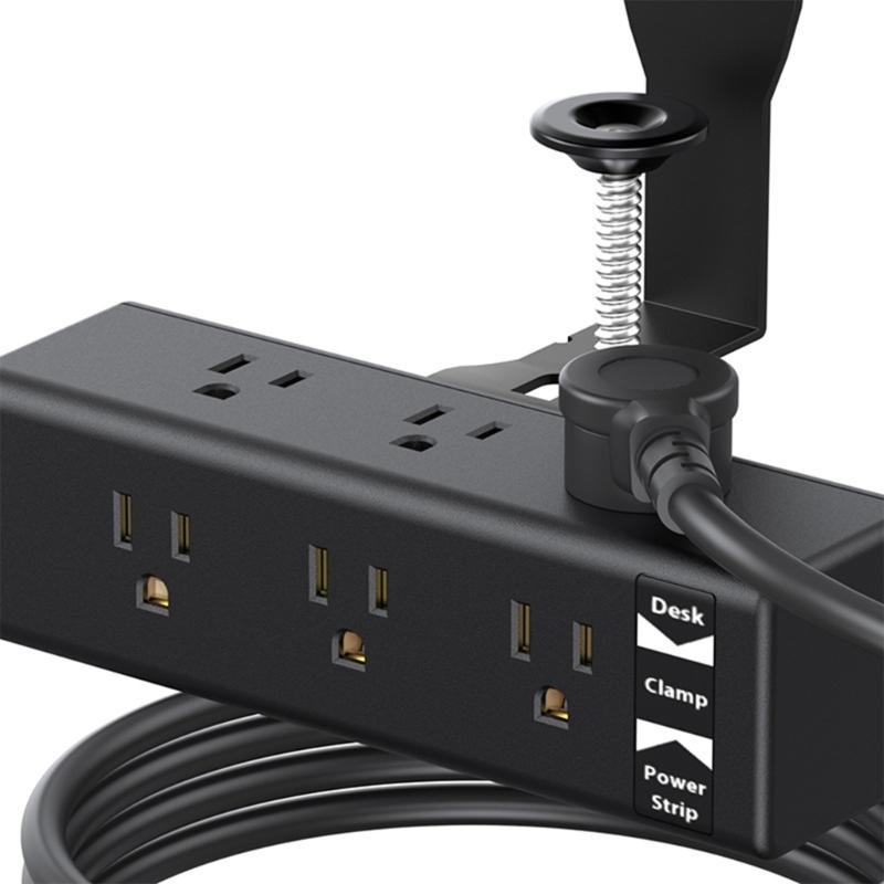 Clamp Desk Edges Power Strips 13AC Outlets 3USB Port PD20W Charging Hubs for Laptops, Tablets and Cell Phones in Room