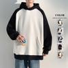 Pullover Hooded Sweater Men's Spring Loose Casual Round Neck Color Matching Men's Top Long-sleeved Bottoming Shirt