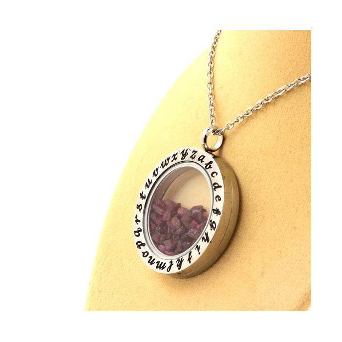 Stones and Minerals. Raw Ruby Necklace. Alphabet Model.