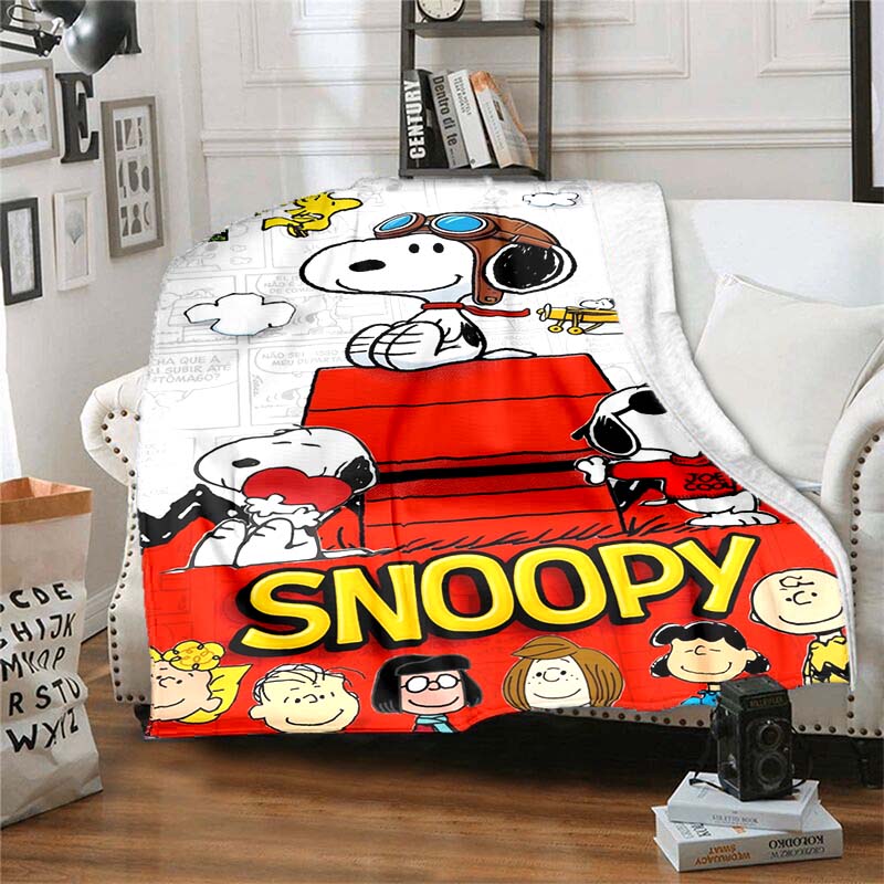 This adorable 3D Snoopy cartoon flannel blanket is comfortable and soft, perfect for use in bedrooms, beds, sofas, picnics, and