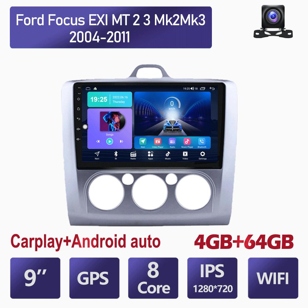 9-дюймовый автомобильный радиоприемник 2 Din для Ford Focus EXI MT 2 3 Mk 2 2004-2011, мультимедийный видеоплеер, навигация, Android Auto 2 Din