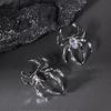 Halloween Gothic Retro Punk Spider Zircon Stud Earrings for Women Fashion Design Black Zircon Earrings Party Jewelry Wholesale