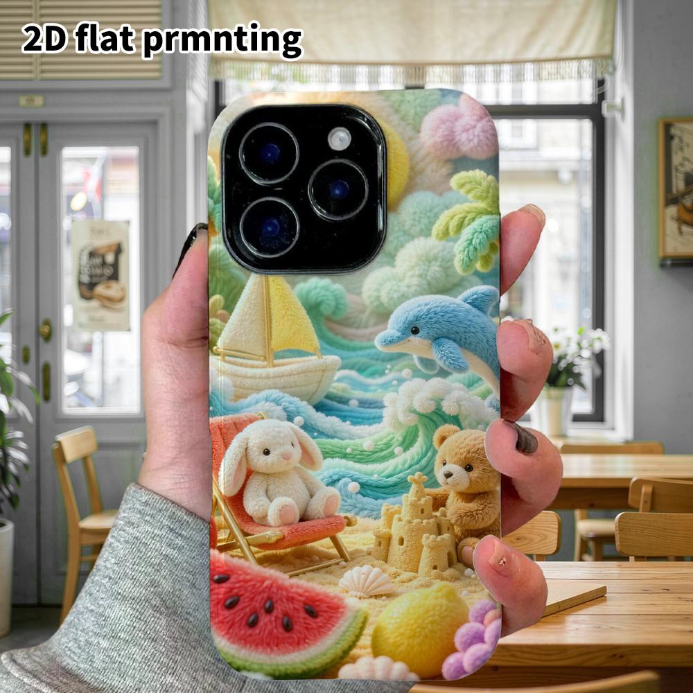Phone case: 2D flat, suitable for iPhone 18, 17, 16, 15, 14, 13, 12 Pro protective cases, summer beach paradise, perfect holiday gift for Christmas an